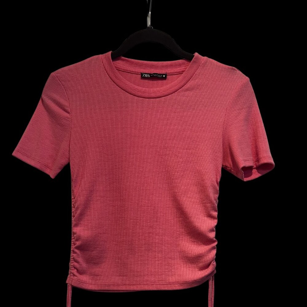 Zara Cropped T-Shirt, Pink, Medium